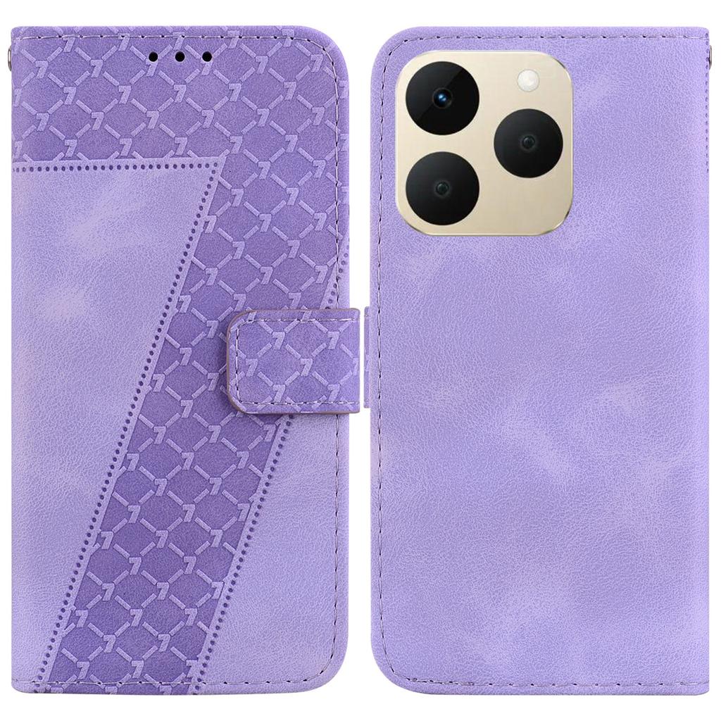 For Realme 15T 5G Stand Case 7-Shaped Pattern Imprint Leather Phone Cover with Strap
