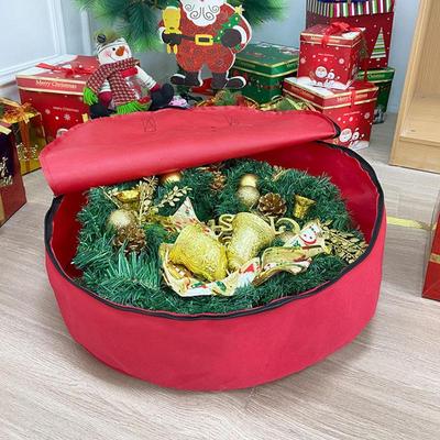 Kerstkrans Ritszak Met Versterkte Verdikte Non-woven Kunstkrans Opbergcontainer Voor Kransring