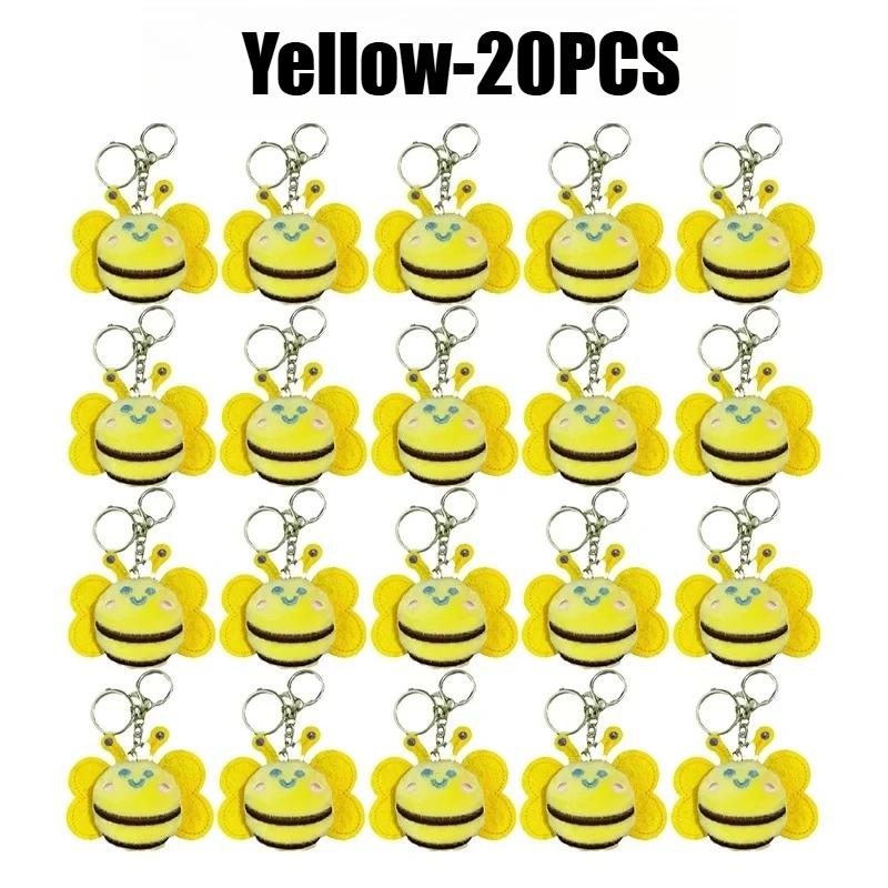 Cute Cartoon Plush Bee Keychain Adorable Keyring Doll Pendant for Bags Clothes Accessories Brooch Decor DIY Craft Supplies