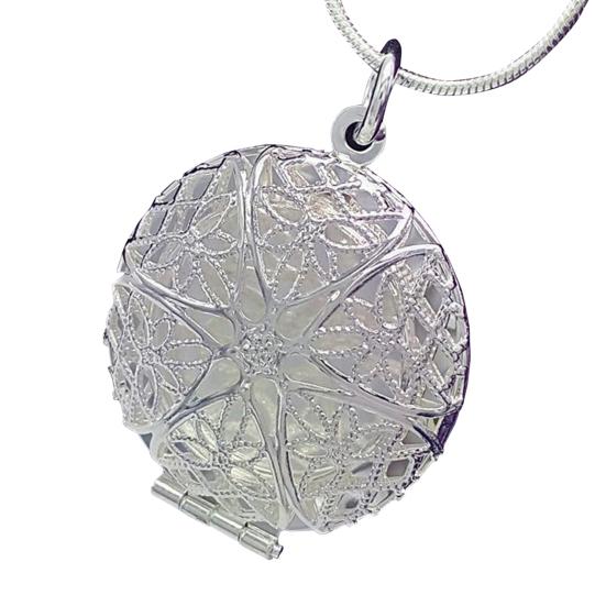 Hollow Round Pendant Long Durable Sturdy Snake Chain Hollow Photo Locket Pendant for  Evening Party