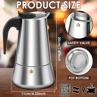 Ocak Üstü Espresso Makinesi Çok Yönlü Paslanmaz Çelik Moka Pot Kahve Makineleri Zaman Tasarrufu Sağlayan Klasik İndüksiyonlu Ocaklar Evde Kullanım İçin