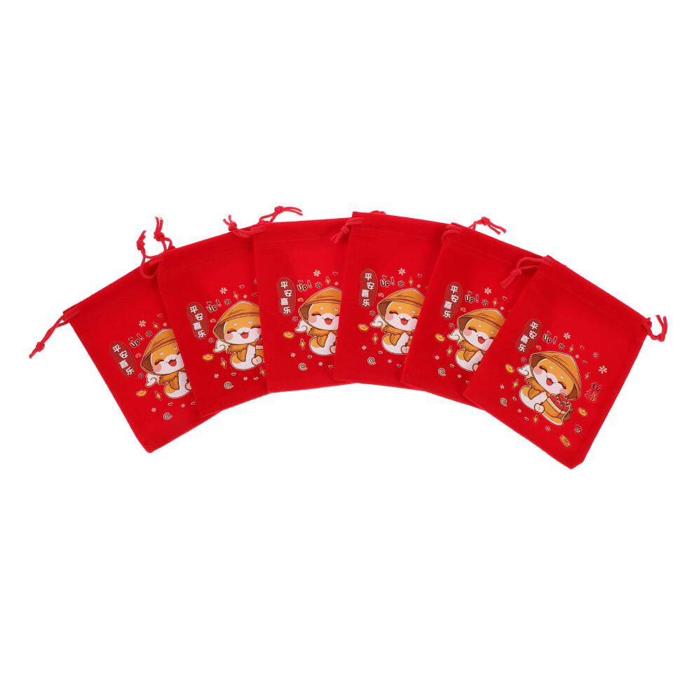 24Pcs Red Chinese Festive Drawstring Bags Candy Gift Storage Reusable