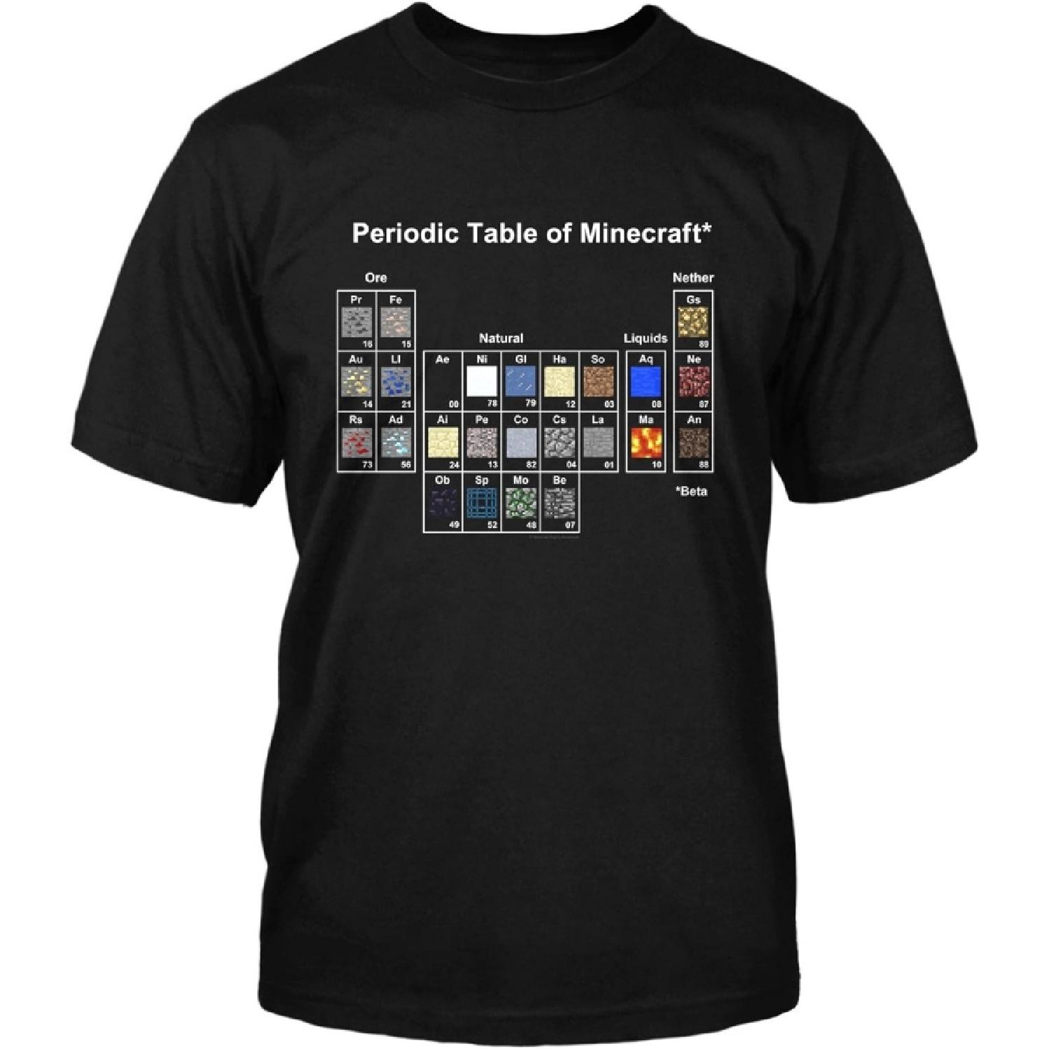 JINX Minecraft Мужская базовая футболка «Периодическая таблица» (Черный, Большой) S разноцветный