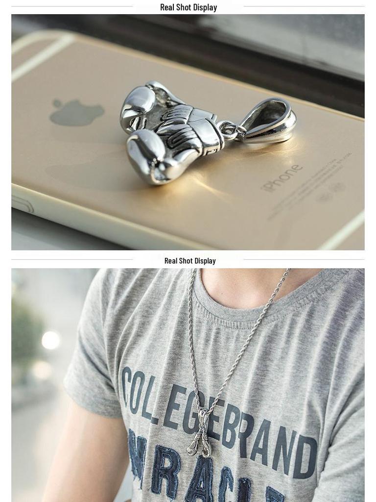 European & American Trend Men's Titanium Steel Boxing Gloves Pendant Necklace