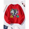 Kids Unisex Sweatshirt, Hip Hop Cartoon Number 6 7  Music Note Print Pullover, Boys Girls Long Sleeve Birthday Sweatshirt For Kids Over 4 Years Old