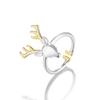 New Arrival Fashion Cute Animal 925 Sterling Silver Jewelry Popular Elk Antler Deer Female Opening Beautiful Ring R198