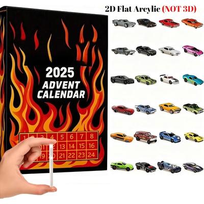2025 Car Toy Advent Calendar, 24 Days Christmas Countdown Calendar with 24 Types of Muscle Car Vehicle Surprise BoX