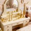 9/18pcs Mini Golden Musical Instrument Ornaments 2-7cm Miniature Guitar Violin Horn Saxophone Dollhouse Decor Desktop Display