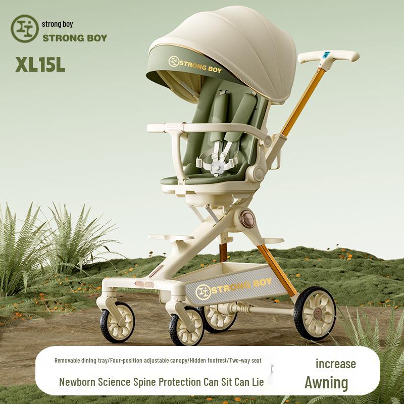 Zhuangzai Wysoki Stelaż Lekki Dwukierunkowy Wózek Dziecięcy dla Niemowląt i Małych Dzieci