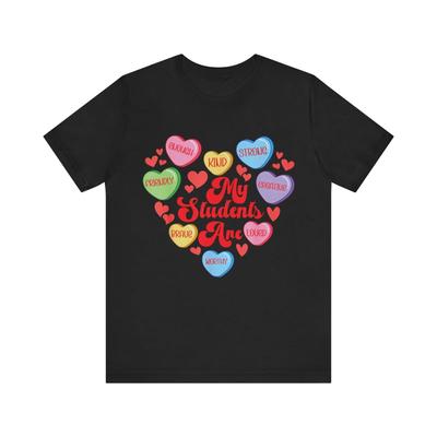 Valentine Teacher Motivational Words and Colorful Hearts for Classroom T-Shirt