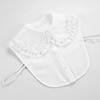 Korean White Fake Collar Shirt Women False Collars Embroidery Floral Lace Lapel Blouse Detachable Collars Half-Shirt Faux Col