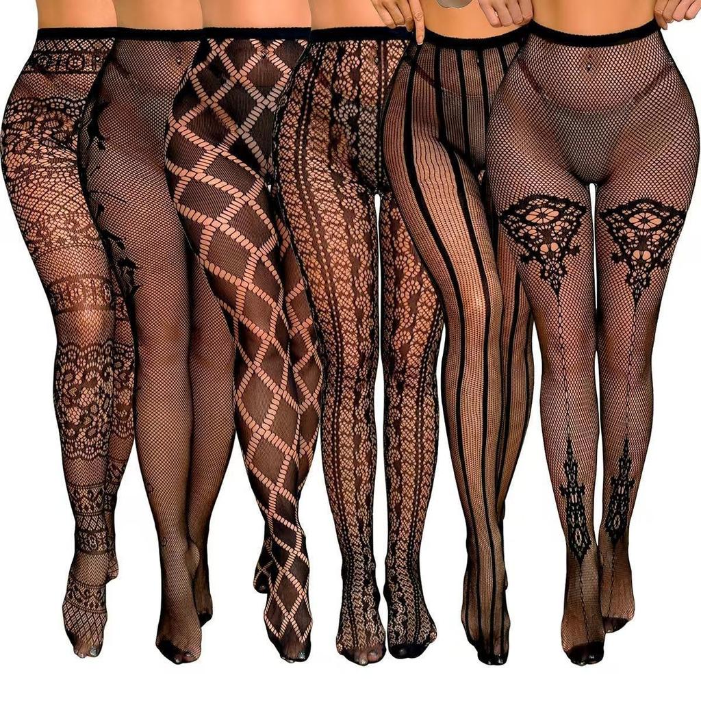 Sexy Fishing Net Socks Women's Hollow Jacquard Pantyhose High Elasticity Thin Lace Mesh Stockings