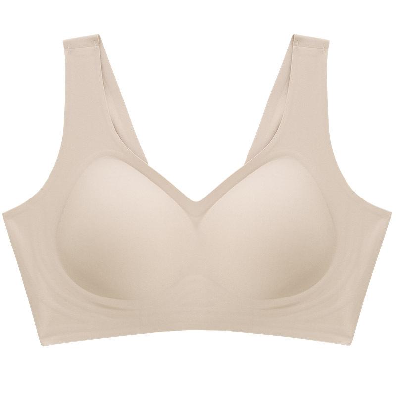 Large size European and American steel rimless full cup thin large chest gathered seamless bra underwear