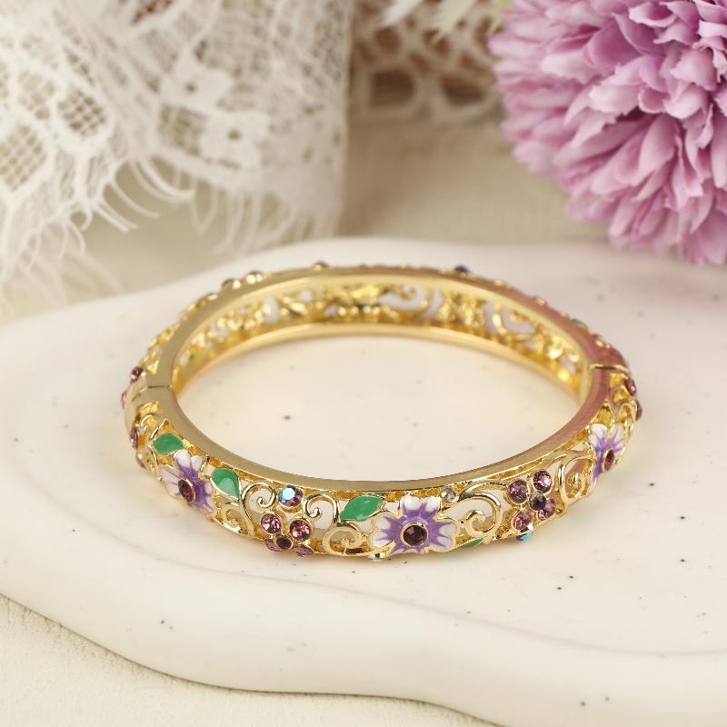 Brățară Cloisonne Vintage Stil Etnic Emailată Golită Floare Brățară Modă Elegantă Brățări Pentru Femei Bijuterii Cadouri