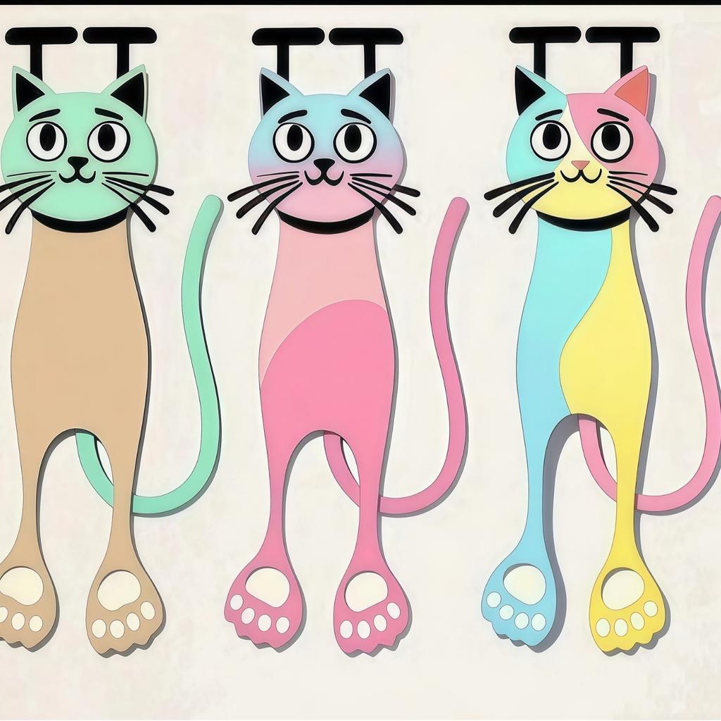 3PCS Cute Colorful Cat Acrylic Bookmarks Set Funny 2D Flat Cartoon Kitten Page Markers Book Lovers Gift for Students Teachers Reading