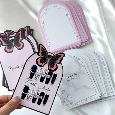 20 Sheets Press On Nail Bottom Flower Pattern Cardboard Photo Prop Handmade False Nail Art Tips Display Show Card Manicure Tools