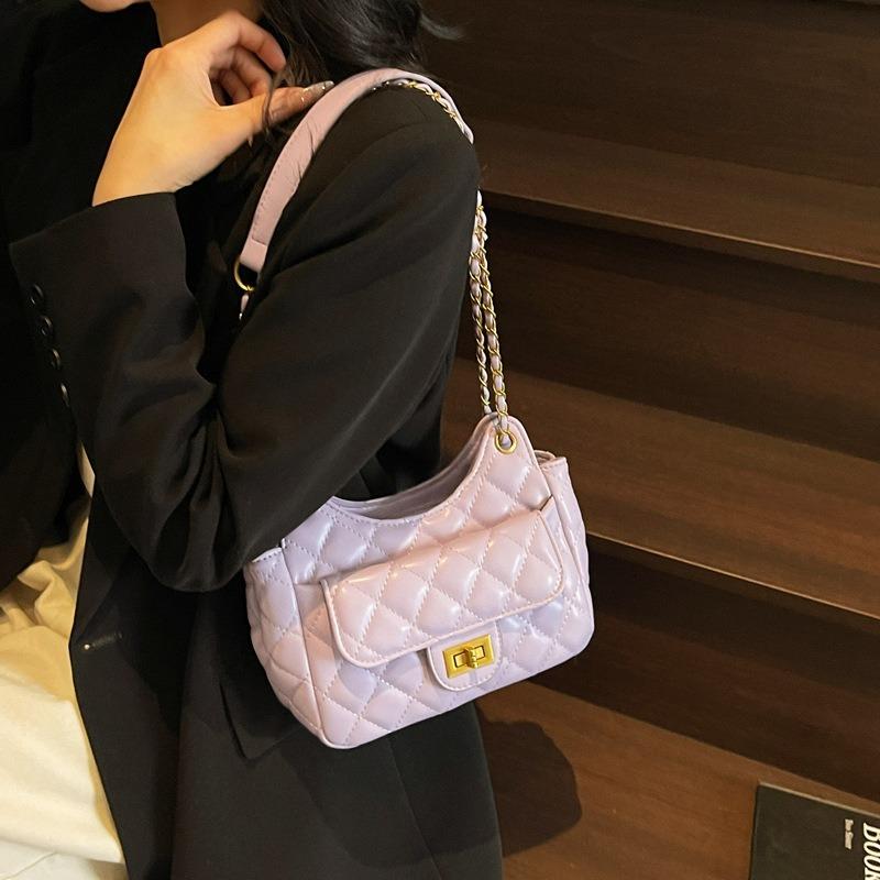 Premium Rhombus Casual Underarm Bag New Fashion Chain Bag Niche Design Versatile Bucket Bag