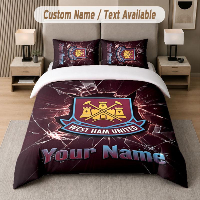 Vlastní povlečení West Ham United FC Vzor, Potisk Jména Textu 1 Povlak na přikrývku plus 2 Povlaky na polštář Domácí textil