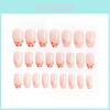 Leopard Heart Nail Stickers Glue Jelly Style 16 Pcs Detachable Mid-length