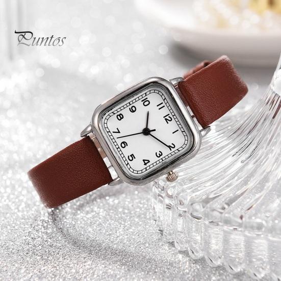 Women Quartz Watch Square Dial Soft Faux Leather Strap Accurate Adjustable Pin Buckle Students Girls Wristwatch Fashion Jewelry Birthday Gift