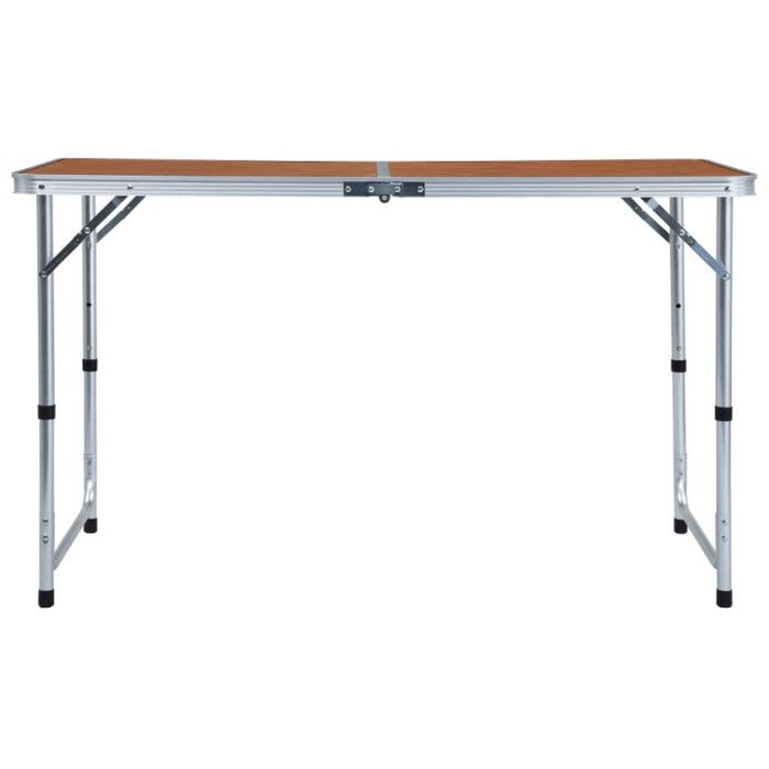 Folding Camping Table - vidaXL - Aluminum - 120x60 Cm - Adjustable Height - Capacity 30-50 Kg