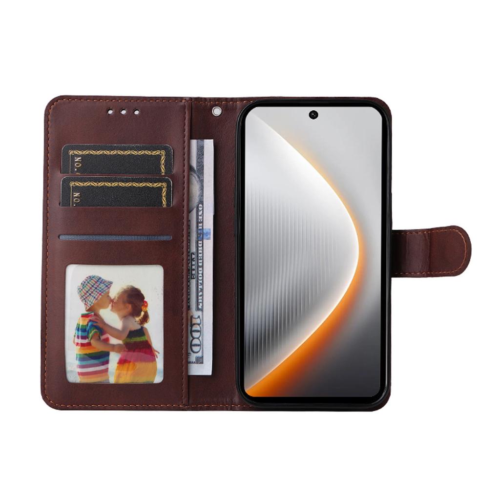 For TECNO Pova 7 4G PU Leather Wallet Case Phone Stand Cover with Tempered Glass