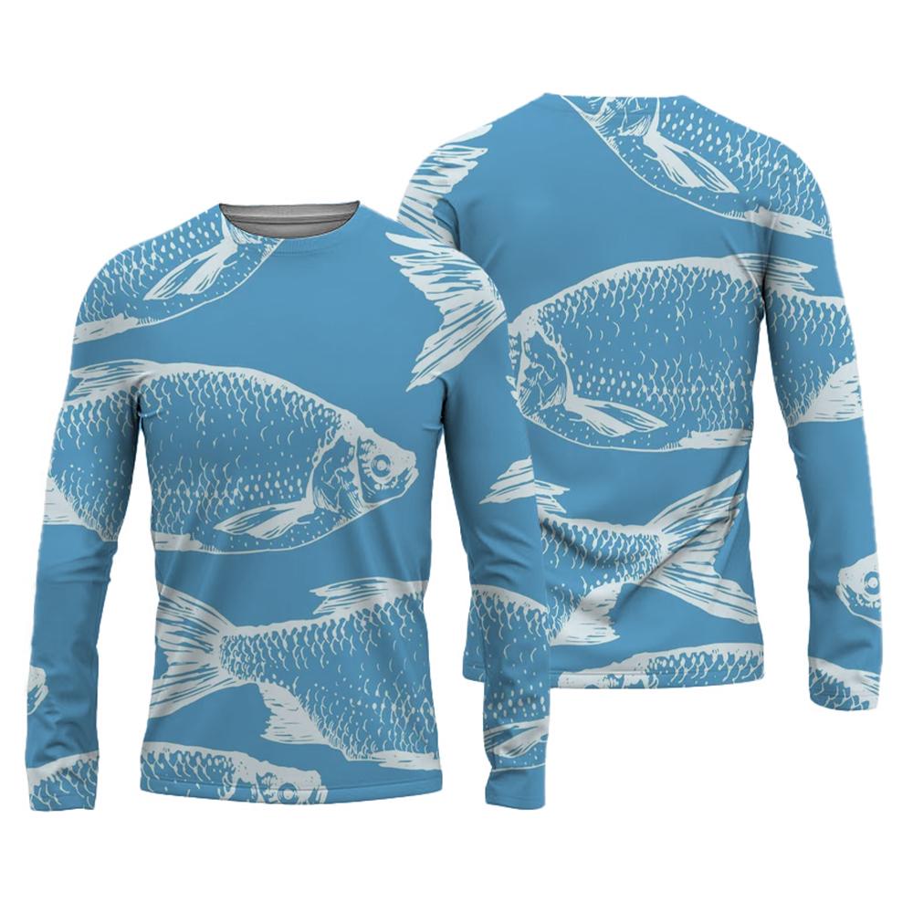 New Men's Fishing Shirts Customizable Print T-Shirt Fishing Apparel Long Sleeve Fishing Shirt Outdoor Sports Crewneck Tops 6XL