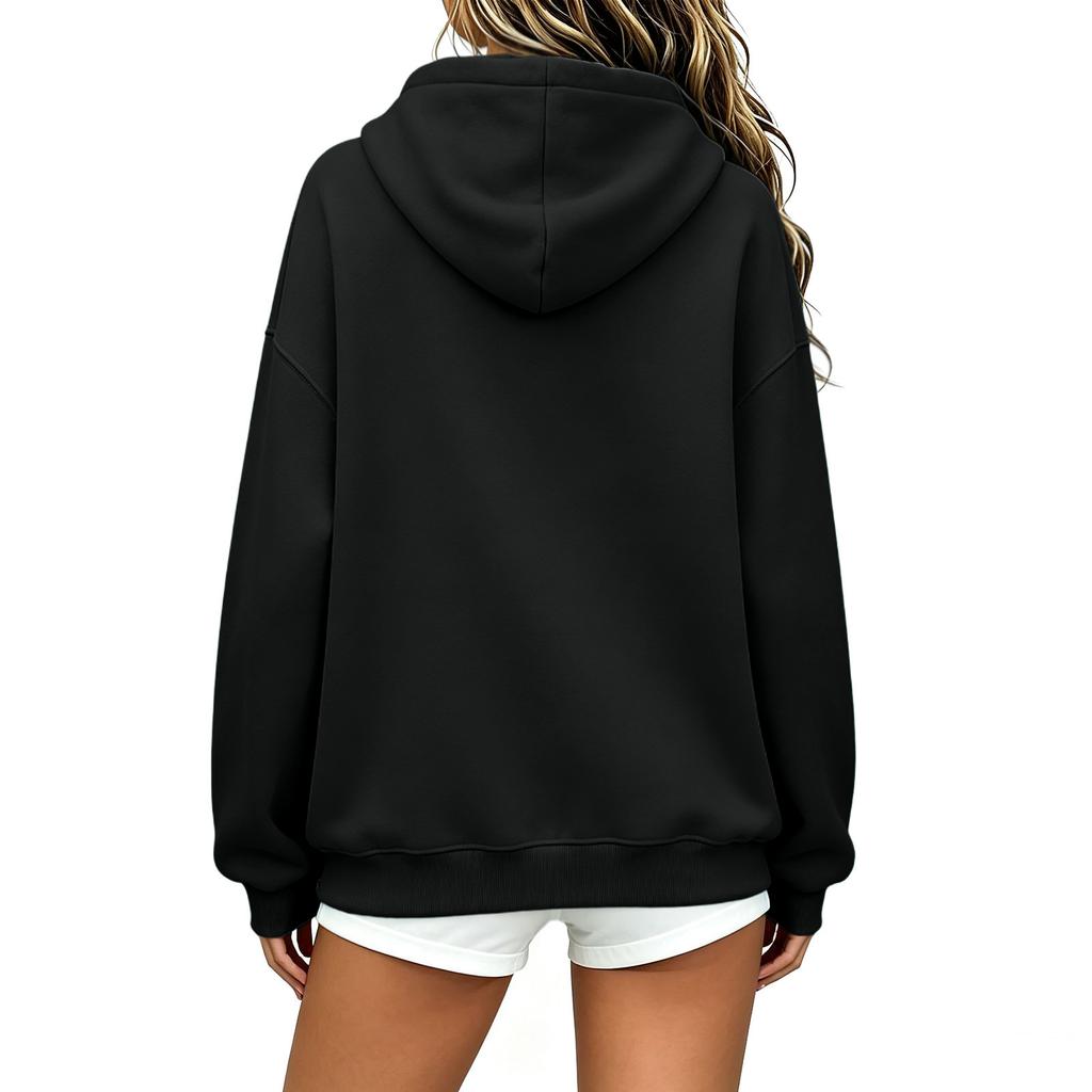 Women's Fashion Loose Fit Zip-Up Hoodie Casual Long Sleeve Sweatshirt