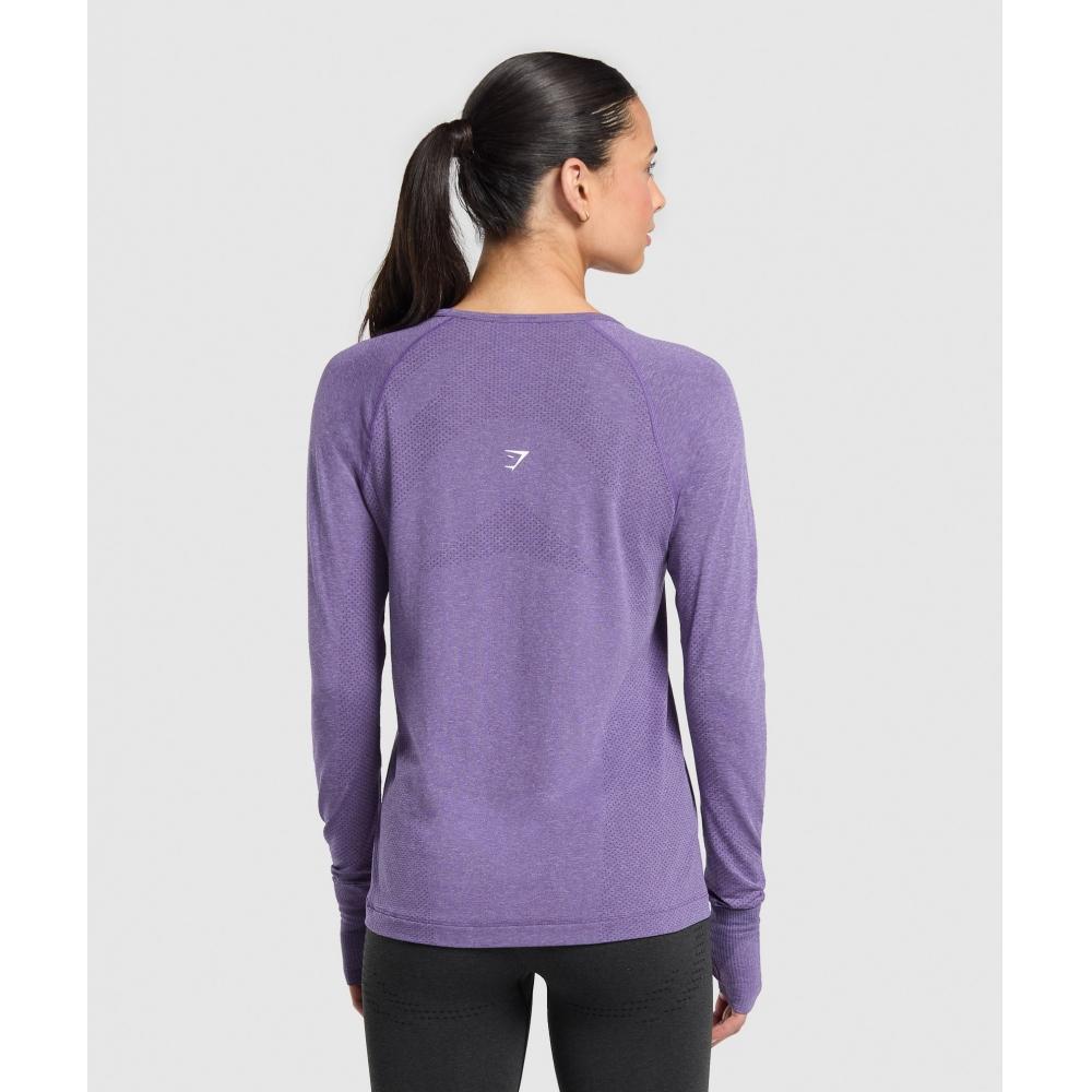 Gymshark Vital Seamless 2.0 Light Long Sleeve Top Functional Purple Marl B4a8c Pb8h