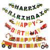 Excavator Transport Truck Birthday Banner - Colorful Happy Birthday Flags