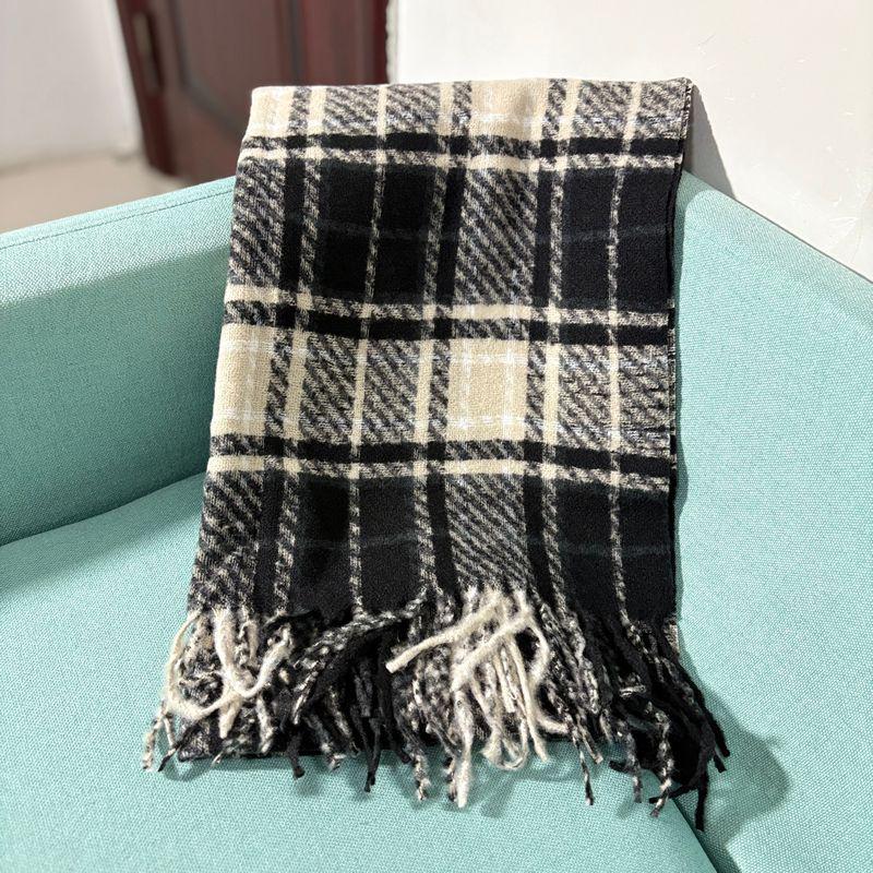 Women's Faux Cashmere Plaid Scarf - Korean Style, Thick & Warm Autumn/Winter Shawl