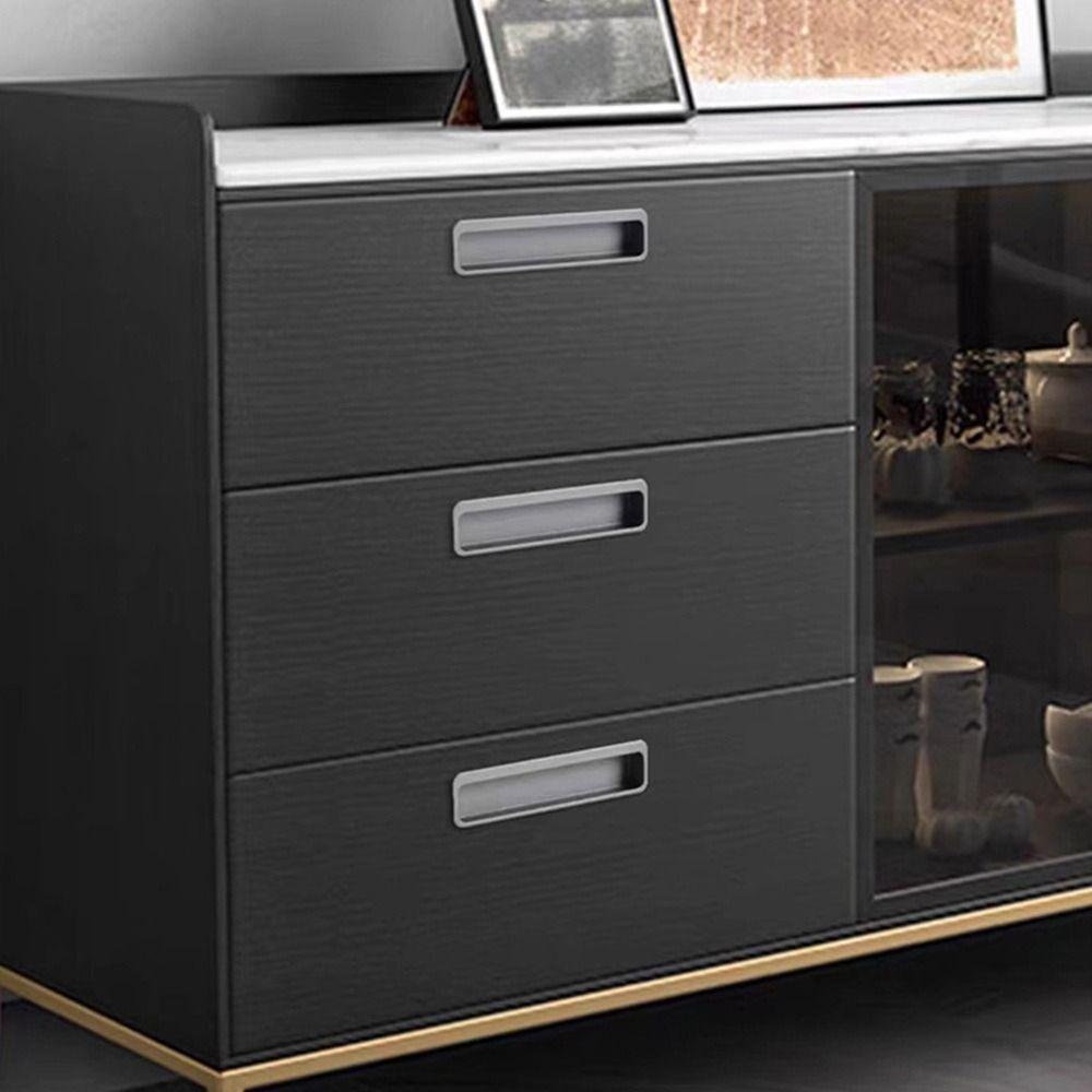 Aluminum Alloy Built-in Cabinet Door Handle Gold Black Grey Hidden Embedded Sliding Door Handle Furniture Hardware