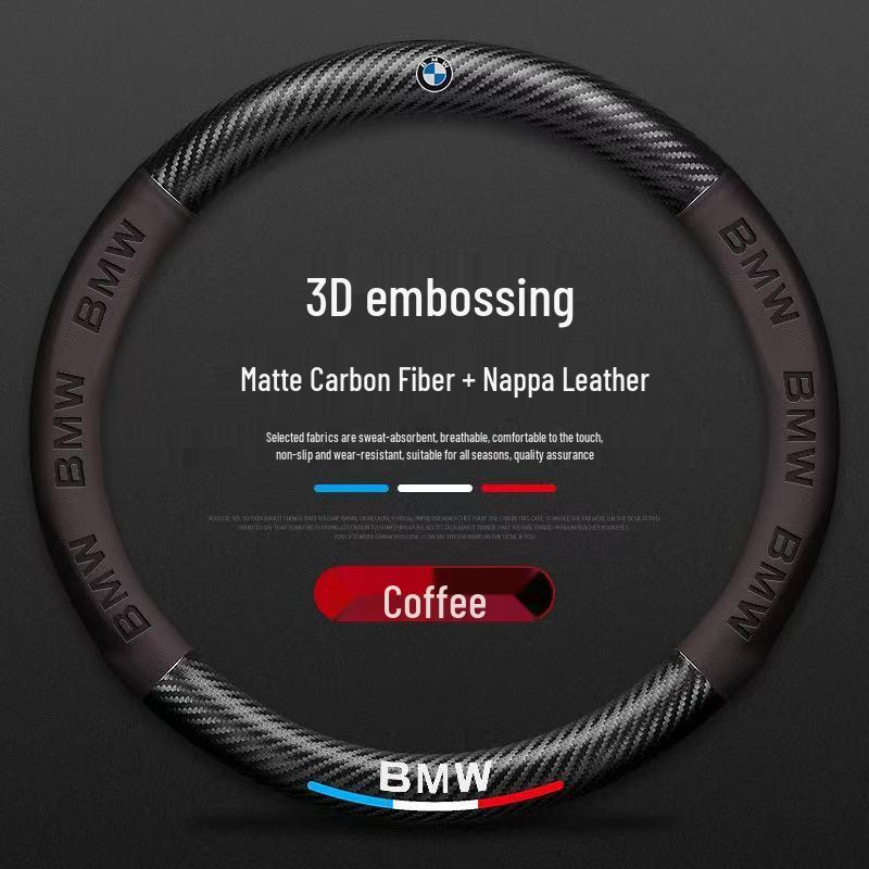 Carbon Fiber Suede Steering Wheel Cover for BMW 3, 4, 5, 7 Series & X1-X7 Models