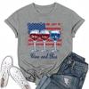 Women's Round Neck Casual Independence Day Printed Short Sleeve T-Shirt Top