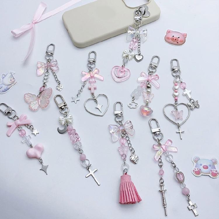 Cute Heart Butterfly Bowknot Charm Pendant Phone Straps Pocket Keychain Strap