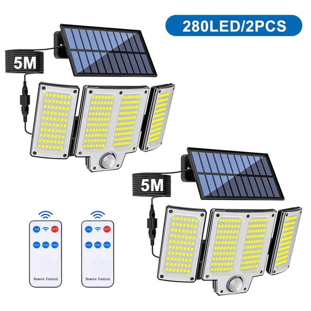 1-2pcs Super Bright 234LED Solar Light, IR Sensor Street Light, Decorative Wall Light, Multiple Switch Modes with Remote Control