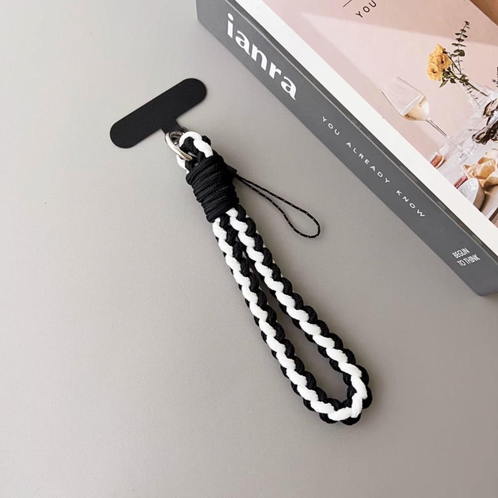 IN Korea Universal Braided Short Mobile Phone Lanyard Strap Hanging Chain Ring Cord with Patch Wrist Strap Cell Phone Detachable