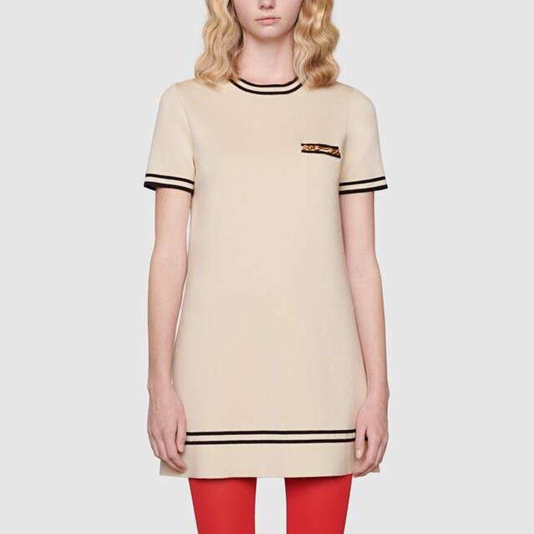 Gucci Short Sleeved Dress Women's White 650387-XKBNZ-9087