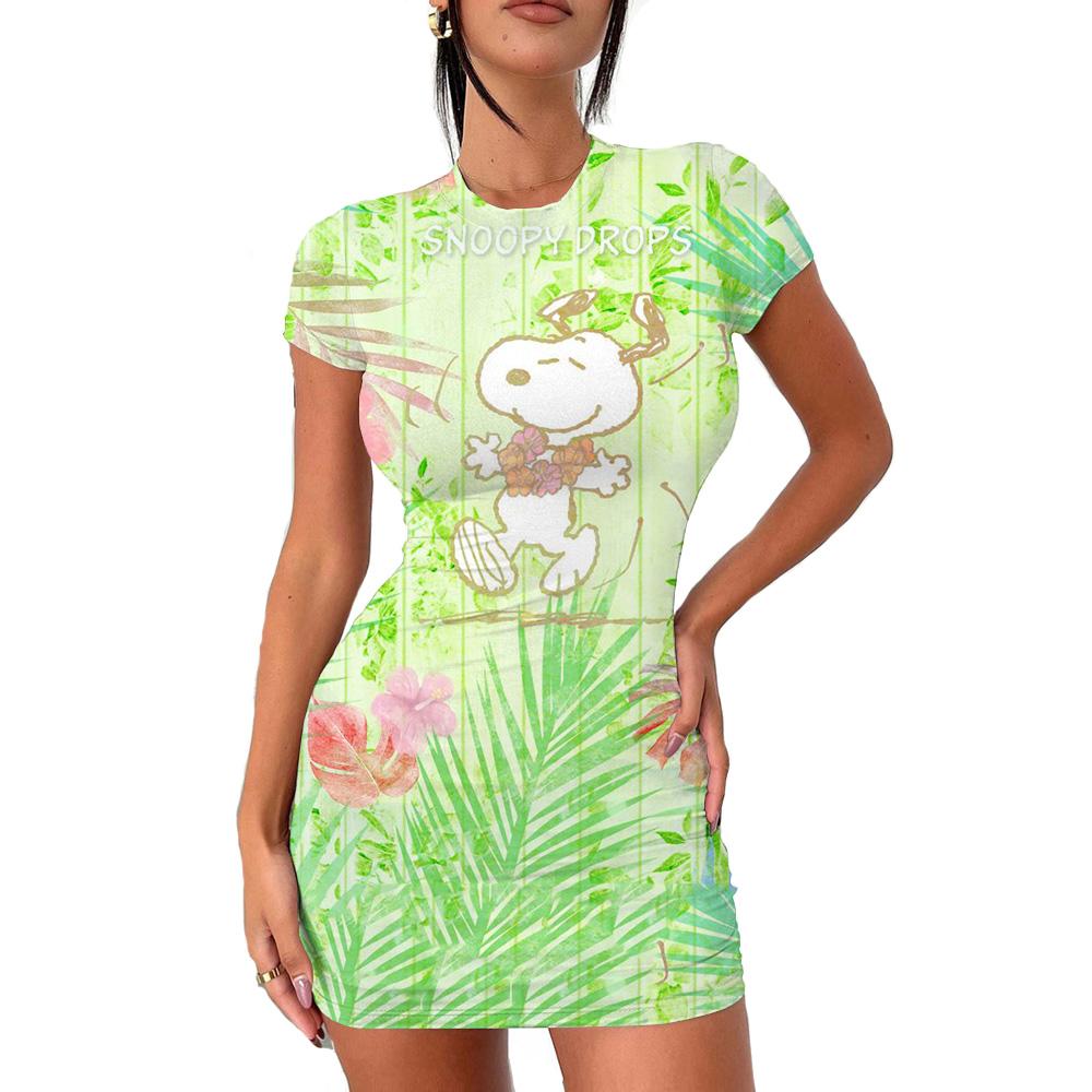 2026 Summer Disney Stitch 3D Cartoon Printed Girl Dress Short Sleeve Women's/Adult Parent-Child Dress Kawaii Beach Party Dress