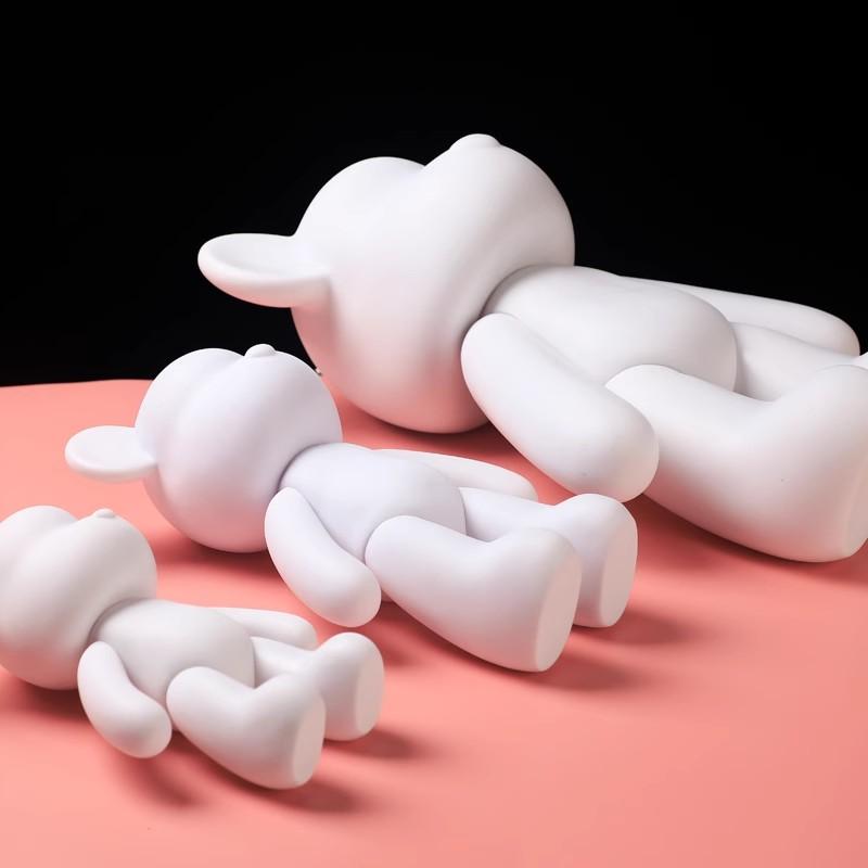 Vinyl White Bear Figure Painting DIY Paint Fluid Pigment Doll Statue Bear Figurine Sculpture House Decoration Room Accessories