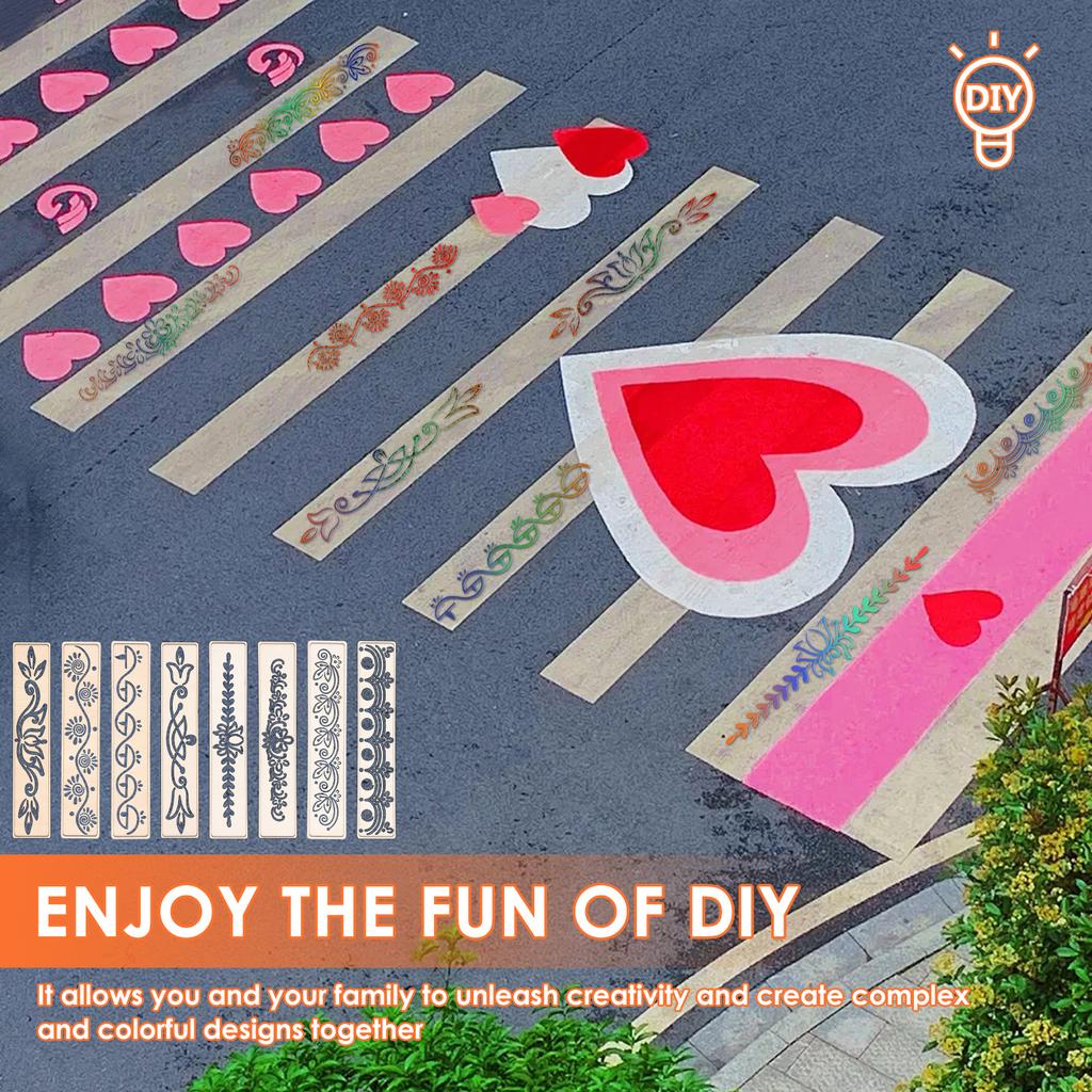 8Pcs Diwali Rangoli Stencils 11.8inch Wood Rangoli Painting Stencil Tool DIY Making Kit for Floor Crafts Festival Decor