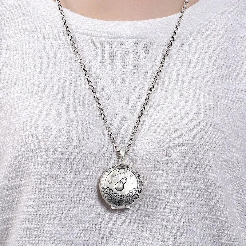 Openable Tibetan Gau Box Pendant Necklace Men Women Handmade Bohemian Ethnic Charm With Pearl Chain