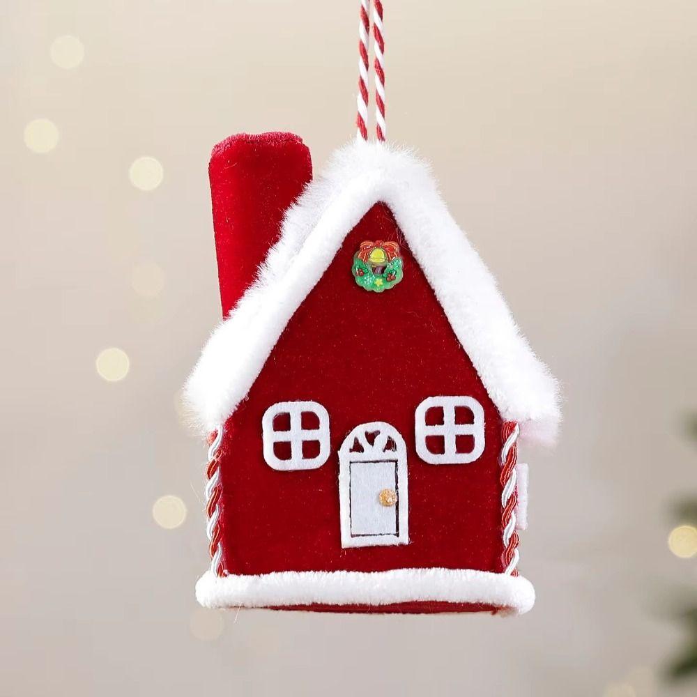 Velvet Texture Christmas House Pendant Plush Fabric Christmas Scene Prop For Home Decoration