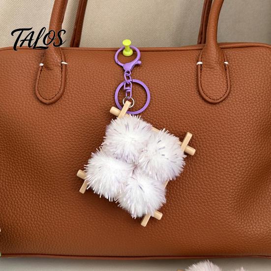 Soft Fermented Bean Curd Pendant Plush Keychain, Fluffy Doufu Bag Charm with Keyring, Backpack Handbag Purse Decoration Accessories