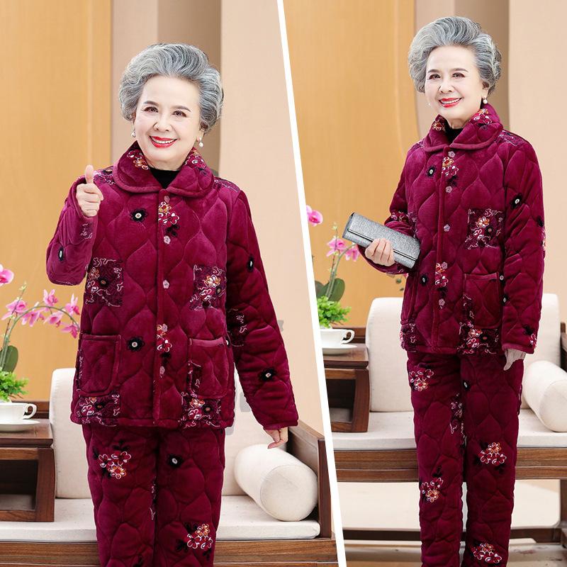 Winter pajamas set Women's thickened thermal underwear Homewear two-piece set