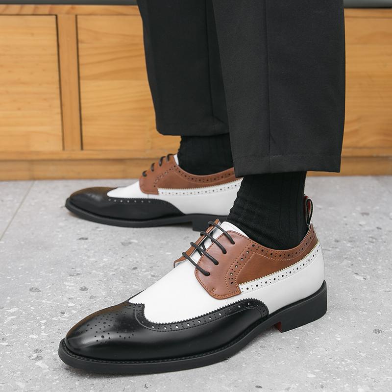 Fashion British Style Men's Brogue Shoes Trendy Office Interviews Business Dress Shoes High-end Banquet Versatile Men's Leather Shoes