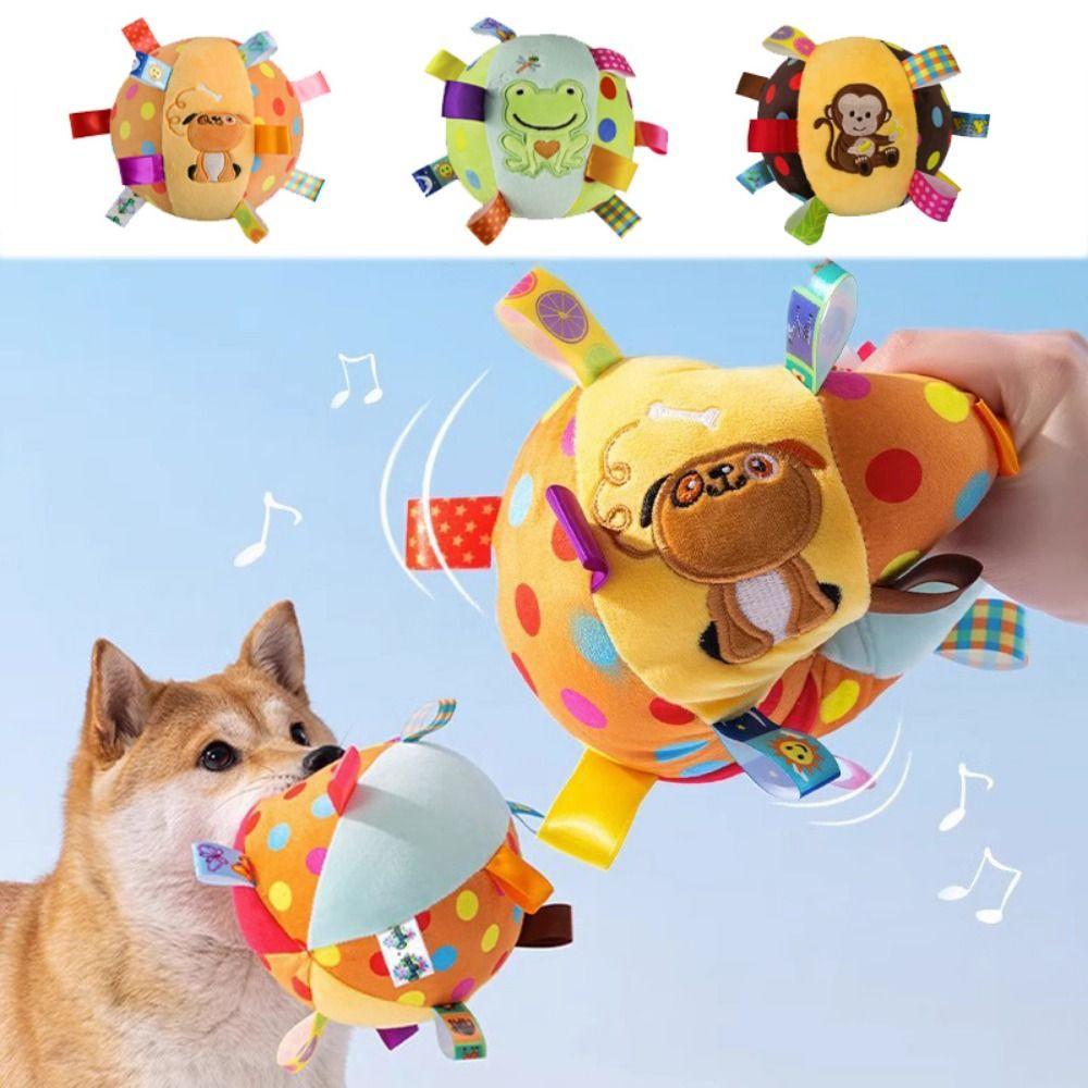 

Soft Plush Dog Vocal Toy Ball With Bells Dog Chew Sounding Plush Ball Relieve Boredom