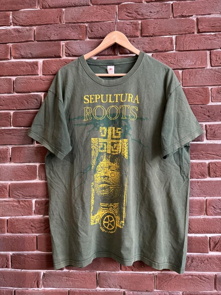 Vzácné Sepultura Roots 30 let Metalová Kapela Tričko Sběratelský kousek XL zelené Unisex Tričko