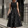 2026 Womens Sleeveless Layered A-Line Maxi Dress With High Waist Cinched Detail
