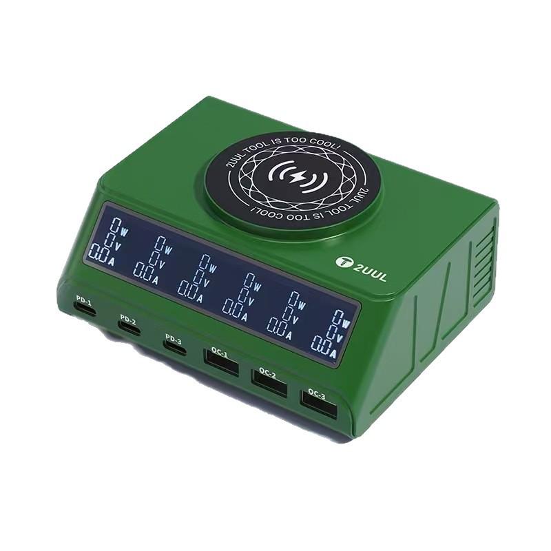 2UUL Multi-Port Desktop Charger | Fast Charging for Apple iP17, Android | PD3.0 & QC3.0 Supported | Wireless Charging